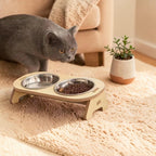 Gray Double Cat Bowl
