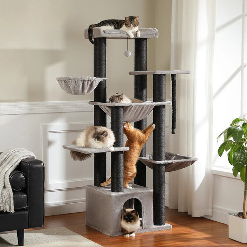 Arbre à chat Esprit Chat à 6 niveaux avec poteaux en sisal, hamacs et perchoirs pour grands chats