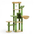 Arbre à chat multi-niveaux Esprit Chat en forme de cactus vert avec griffoirs en sisal, hamac et plateforme de repos