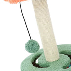 Petit arbre à chat Esprit Chat avec poteau en sisal, base verte et balle interactive suspendue pour le jeu