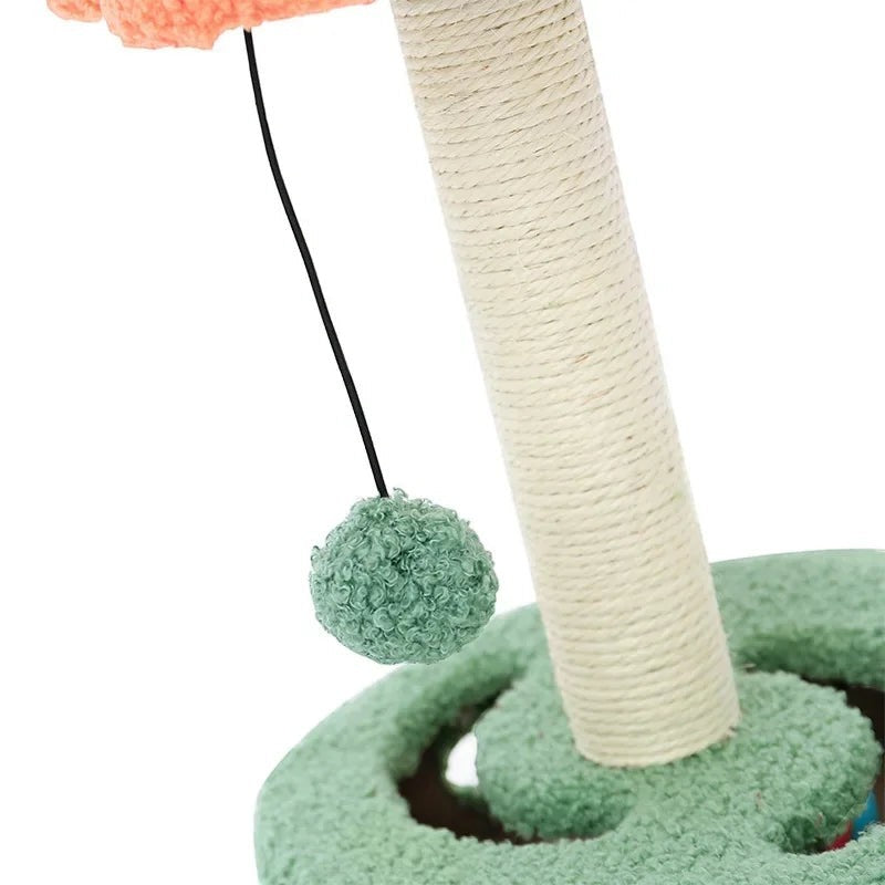 Petit arbre à chat Esprit Chat avec poteau en sisal, base verte et balle interactive suspendue pour le jeu