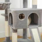 Arbre à chat Esprit Chat gris à plusieurs niveaux avec condo en peluche, poteaux à griffer en sisal et chat à l'intérieur