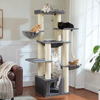 Arbre à chat multi-niveaux Esprit Chat avec griffoirs en sisal, hamacs et perchoirs pour plusieurs chats
