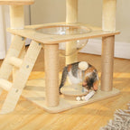 Arbre à chat en bois Esprit Chat avec hamac en acrylique, poteaux en sisal et jouet interactif pour chaton