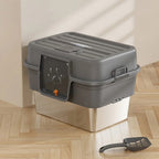 Bac à litière Esprit Chat semi-fermé rectangulaire avec base en acier inoxydable et couvercle gris