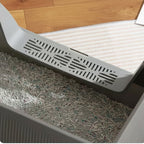 Bac à litière semi-fermé Esprit Chat en acier inoxydable gris avec grille de filtration pour chat