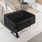 Bac à litière pliable Esprit Chat en tissu noir avec poignées de transport, idéal pour les voyages avec un chat
