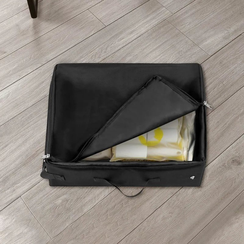 Bac à litière pliable Esprit Chat en tissu noir, pratique pour le voyage et le rangement compact