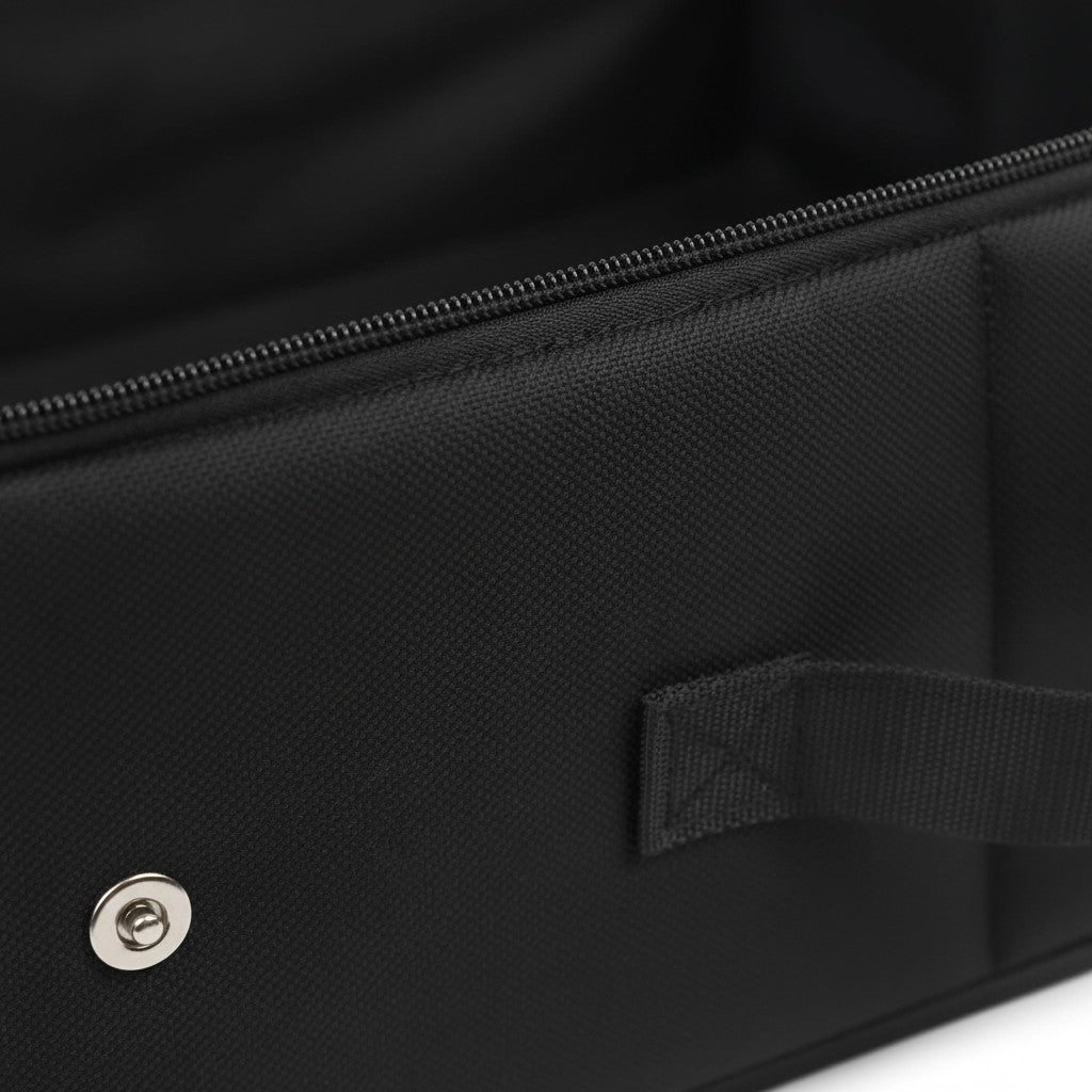 Bac à litière pliable Esprit Chat en tissu noir avec fermeture éclair et poignée robuste