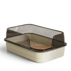 Bac à litière Esprit Chat XXL semi-fermé en plastique beige et gris avec rebords anti-projections pour chat