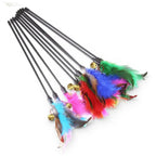 Lot de 5 baguettes interactives Esprit Chat avec plumes colorées et grelots pour stimuler l'instinct de chasse du chat