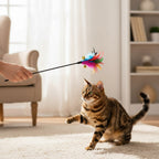 Esprit Chat lot de 5 baguettes interactives avec plumes colorées et grelots pour stimuler l'instinct de chasse du chat