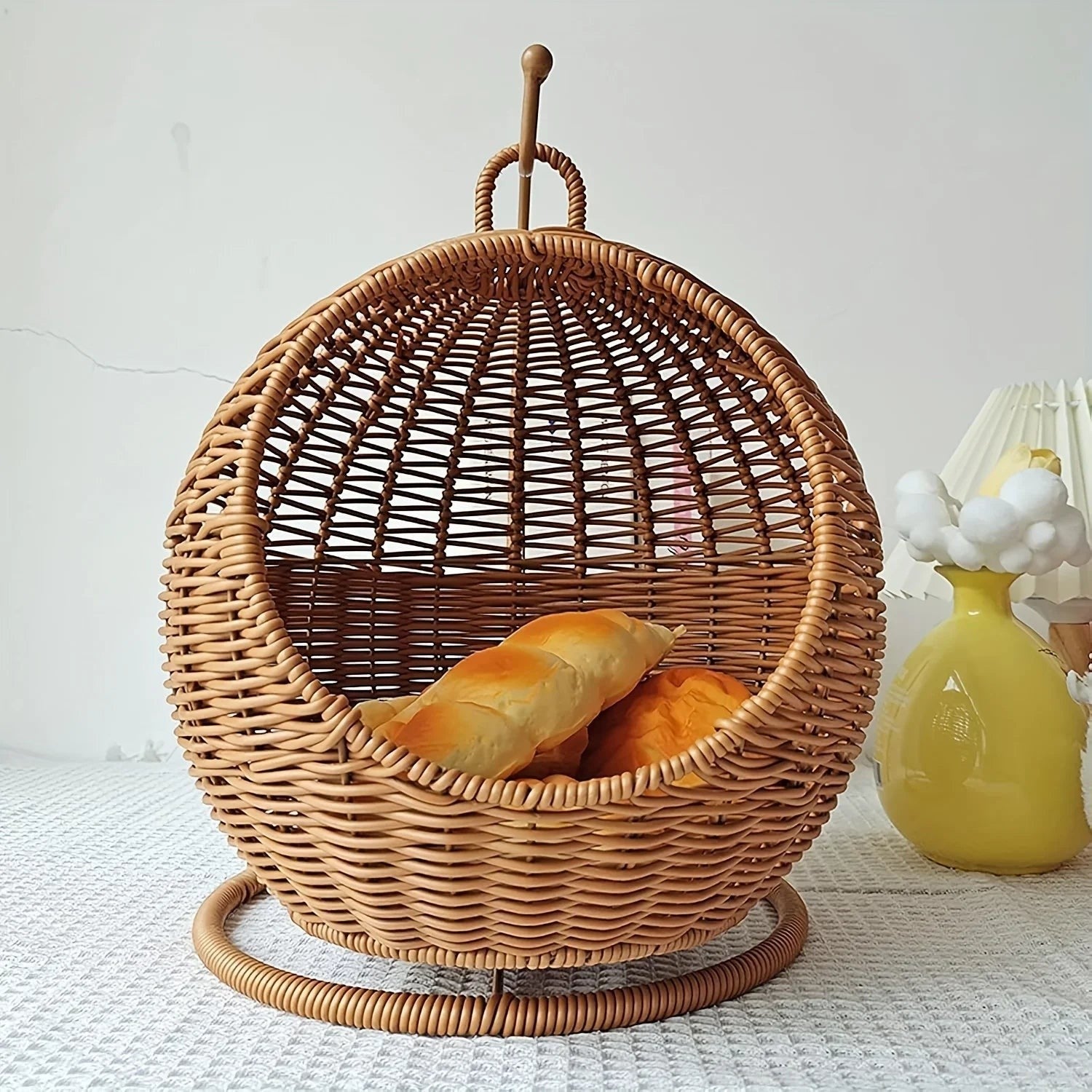 Balançoire ronde pour chat Esprit Chat en bambou tressé naturel pour un couchage confortable et décoratif