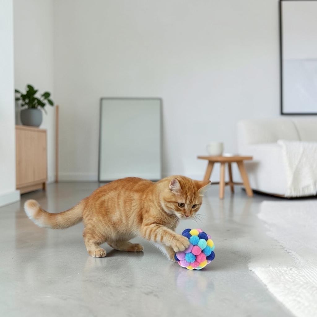 Balle multicolore en nylon pour chat Esprit Chat, jouet interactif pour animaux de compagnie