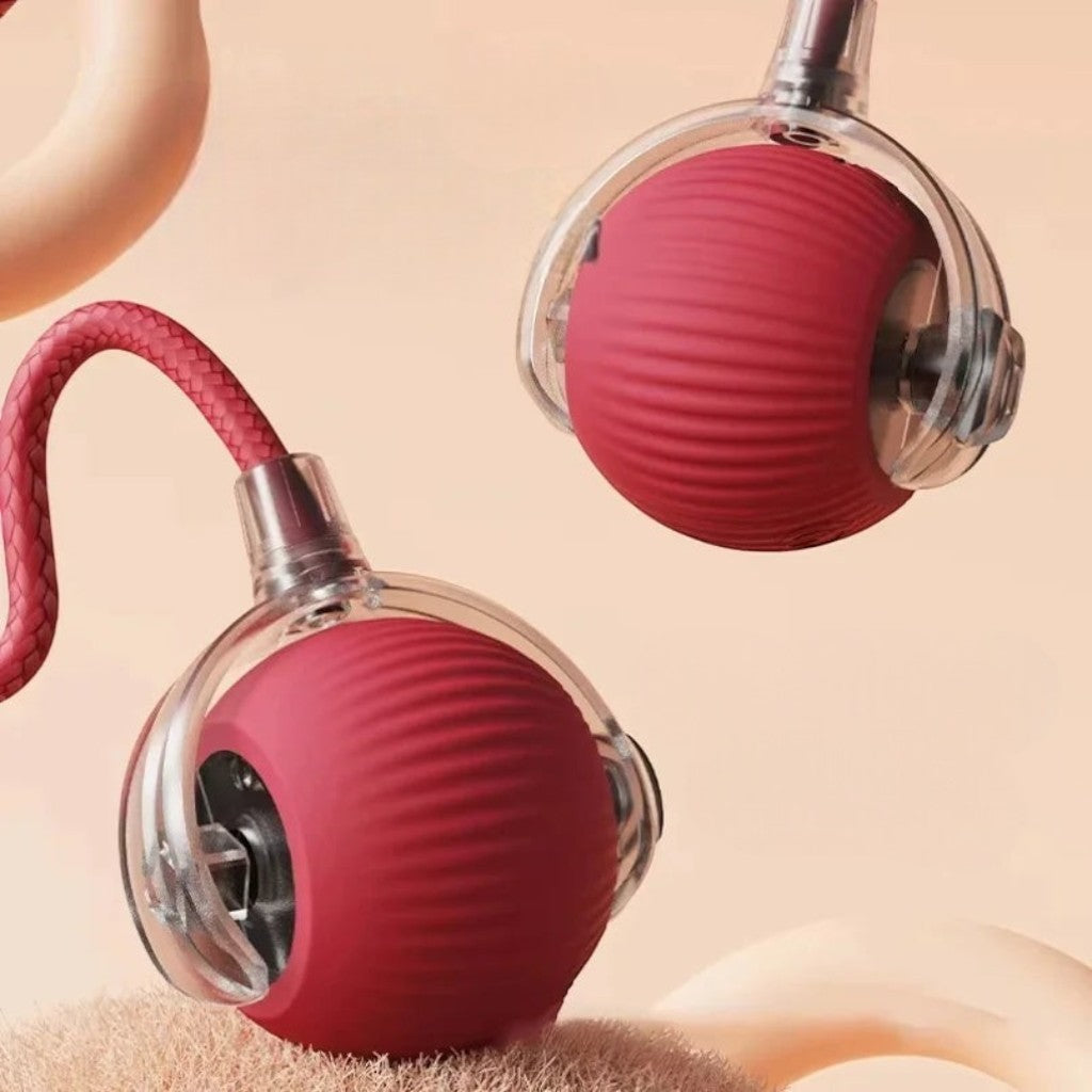 Balle électrique intelligente pour chat Esprit Chat en caoutchouc rouge avec cordon tressé