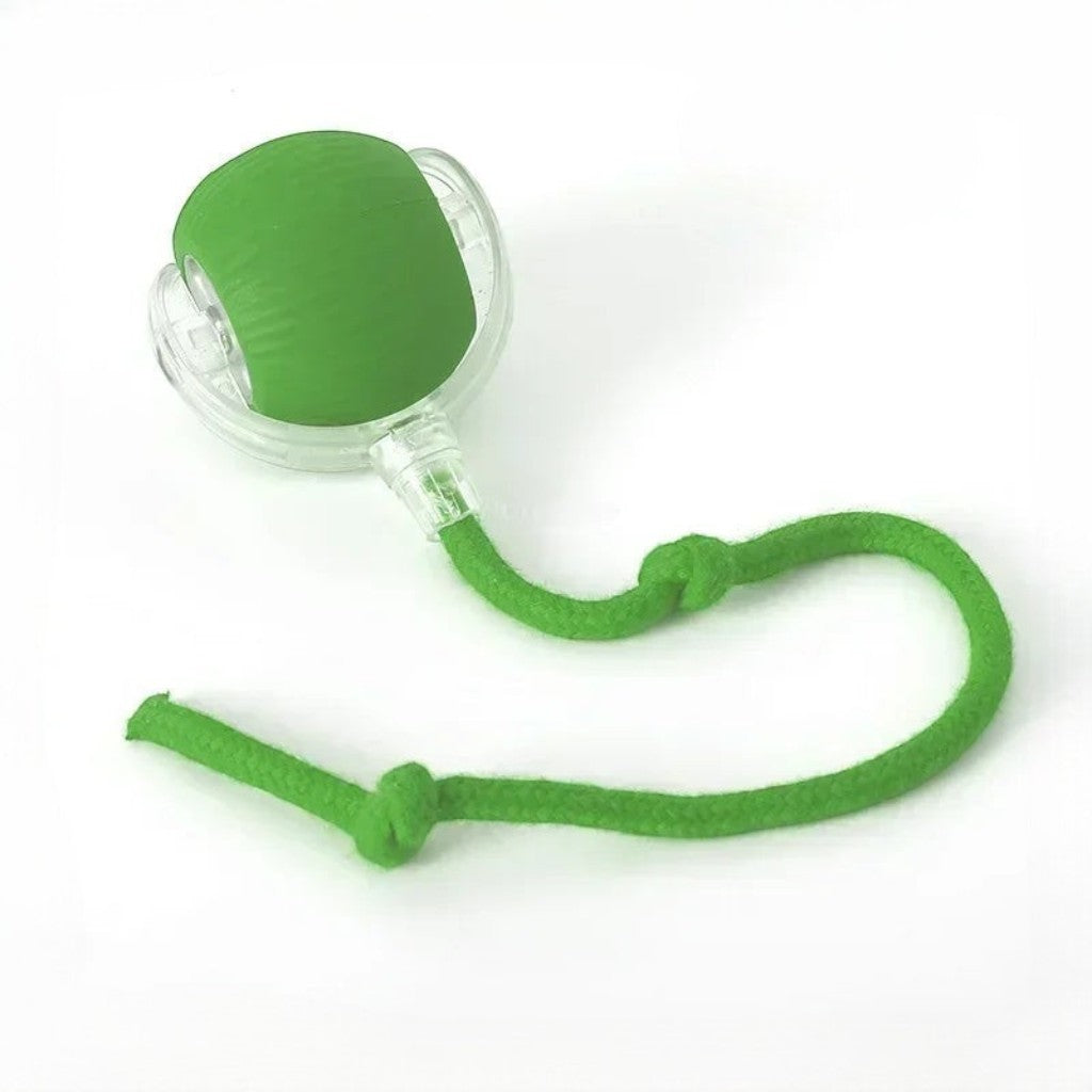 Balle électrique interactive Esprit Chat en caoutchouc vert avec cordon.