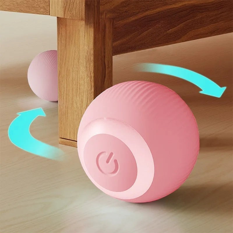 Balle interactive Esprit Chat en silicone rose, jouet électrique pour chat, rotation automatique, 42mm