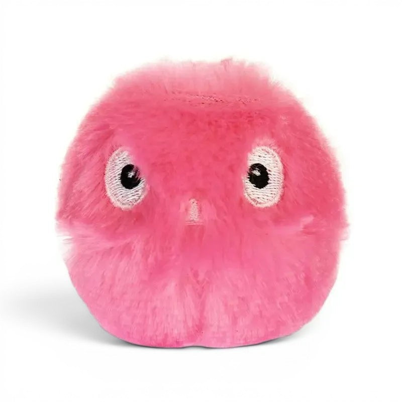Balle interactive en peluche rose Esprit Chat pour chat, émettant des sons d'animaux pour stimuler le jeu.