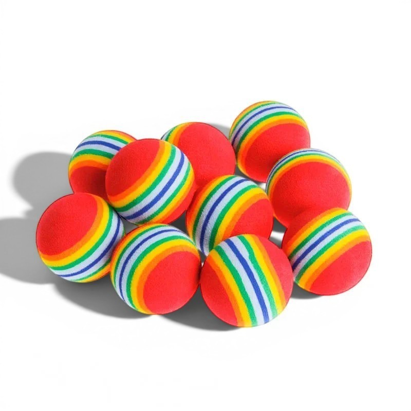 Lot de petites balles arc-en-ciel Esprit Chat en mousse EVA douce pour le jeu interactif et l'exercice des chats