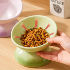 Bol pour chat Esprit Chat en céramique vert surélevé pour une meilleure digestion et confort cervical