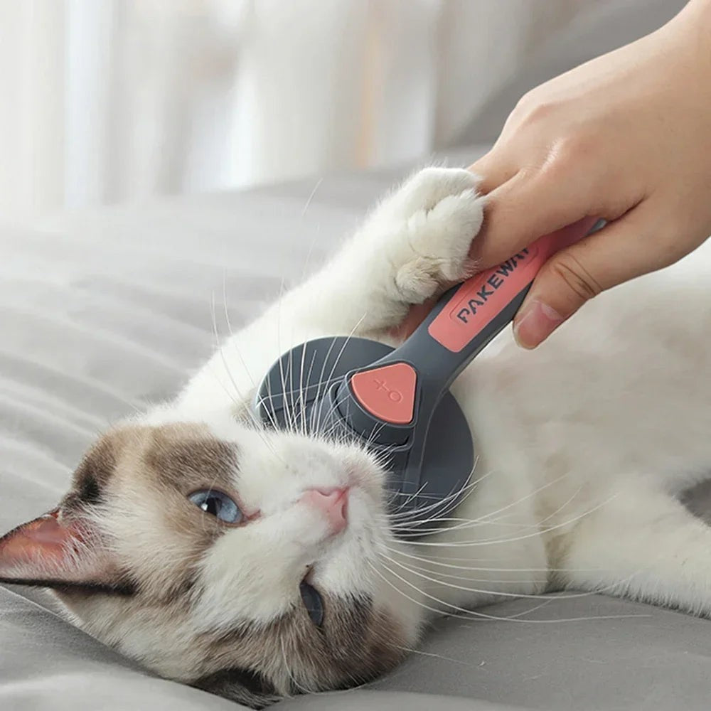Brosse démêlante autonettoyante Esprit Chat pour chat avec poils en acier inoxydable pour un toilettage en douceur