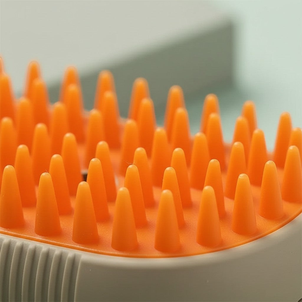 Brosse Esprit Chat électrique avec picots en silicone orange pour le toilettage et le massage des animaux