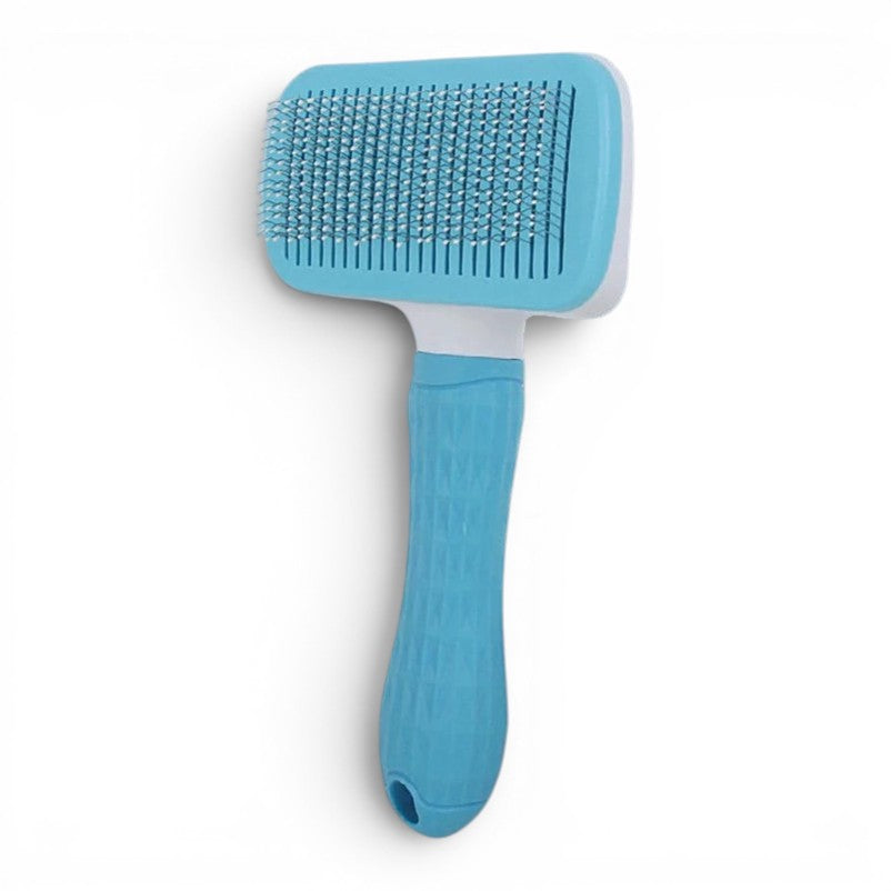 Brosse de toilettage Esprit Chat bleue en plastique avec picots métalliques pour chat