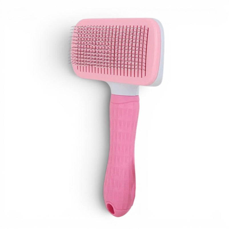 Brosse de toilettage Esprit Chat rose en plastique avec picots métalliques pour le soin du pelage des chats