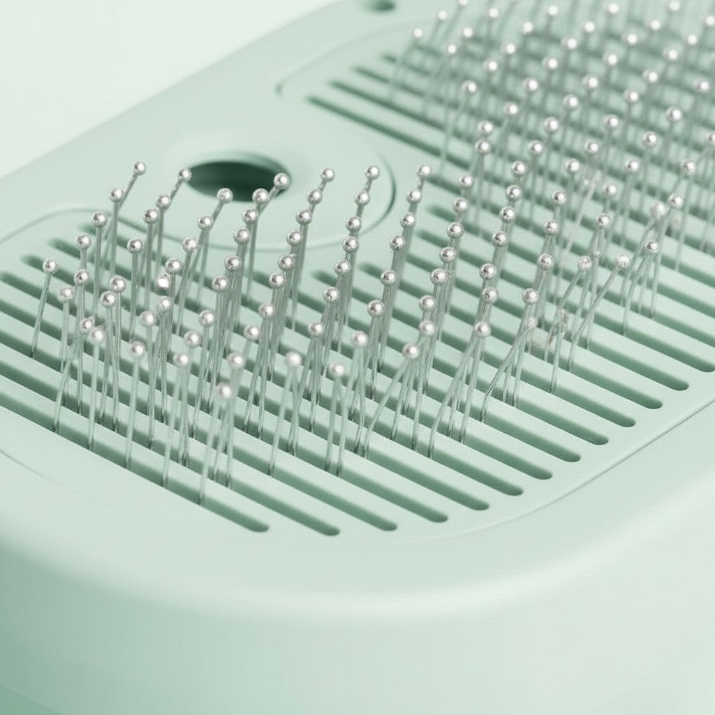 Brosse vapeur Esprit Chat en plastique vert menthe avec picots arrondis pour le toilettage et massage des animaux