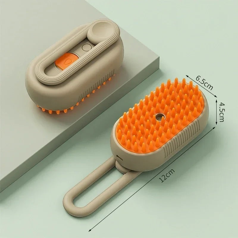 Brosse de toilettage Esprit Chat avec picots en silicone orange pour le soin des poils de chat et chien