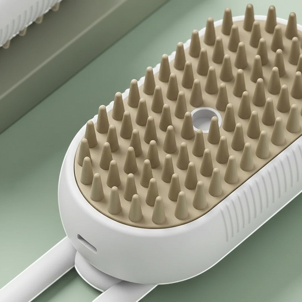 Brosse de toilettage Esprit Chat électrique avec picots en silicone pour massage et retrait des poils d'animaux