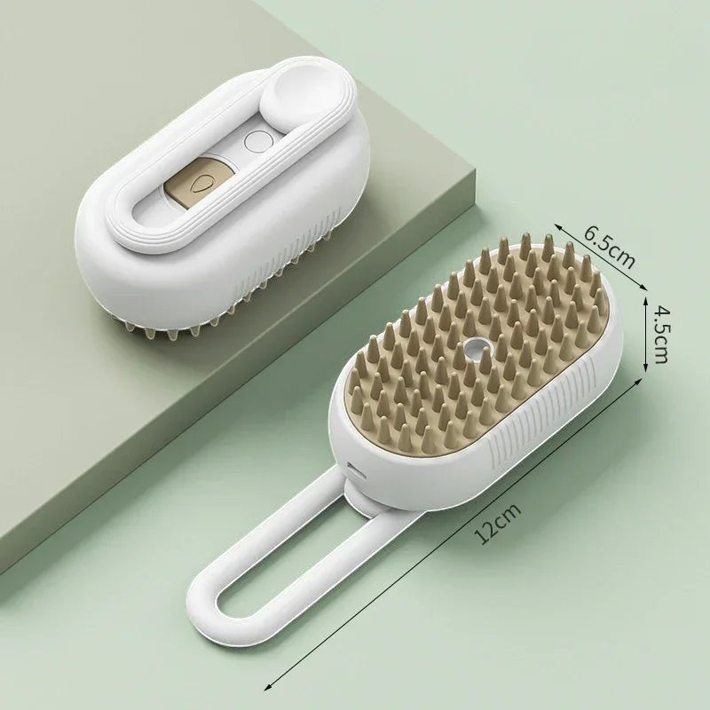 Brosse vapeur Esprit Chat pour animaux, peigne de toilettage électrique en plastique blanc avec picots souples