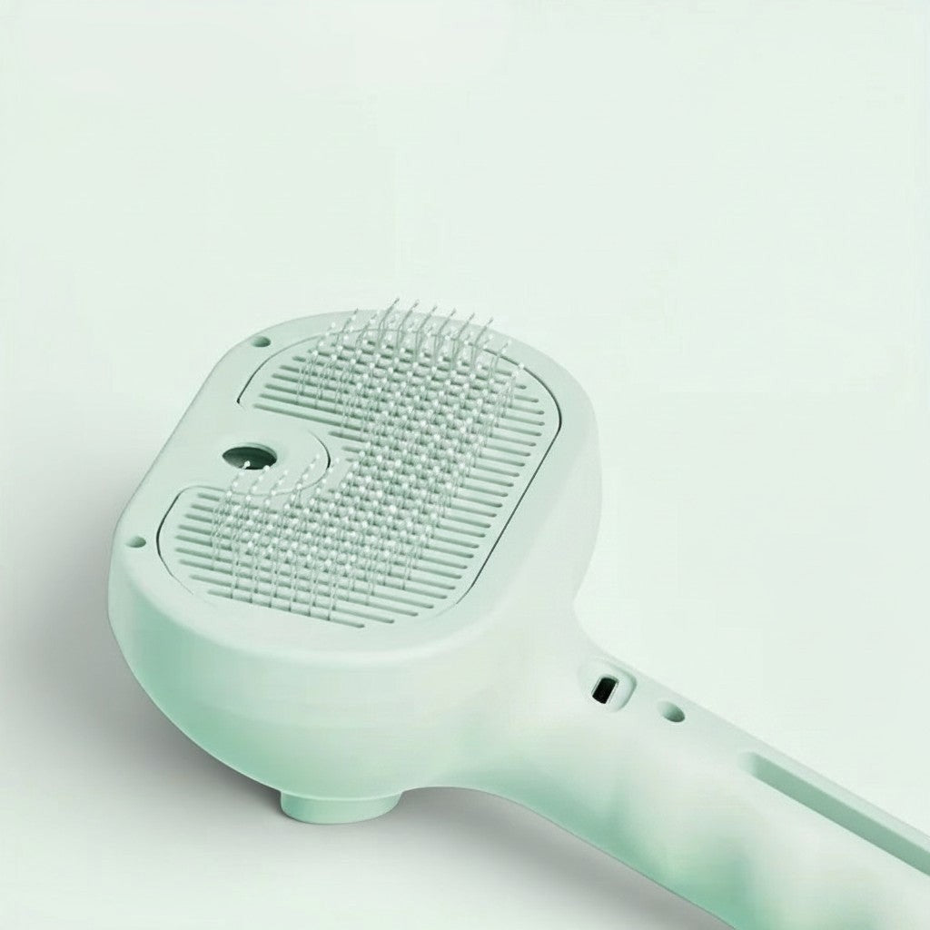 Brosse vapeur Esprit Chat en plastique vert menthe pour le toilettage et le massage doux des poils de chat
