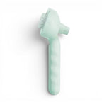 Brosse vapeur Esprit Chat pour poils de chat, outil de toilettage électrique en plastique vert menthe avec dimensions.