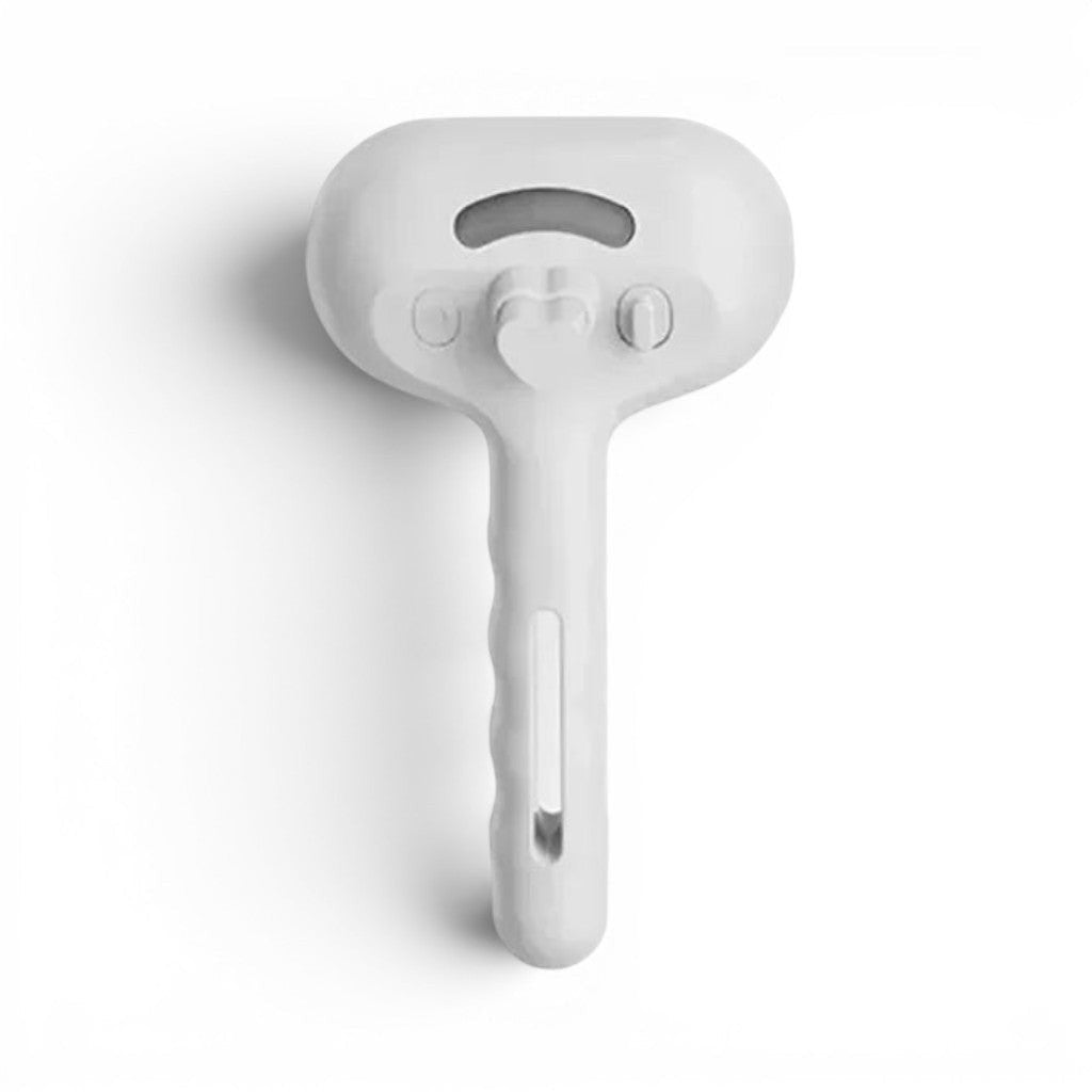 Schéma technique de la brosse vapeur Esprit Chat blanche en plastique avec dimensions pour toilettage félin