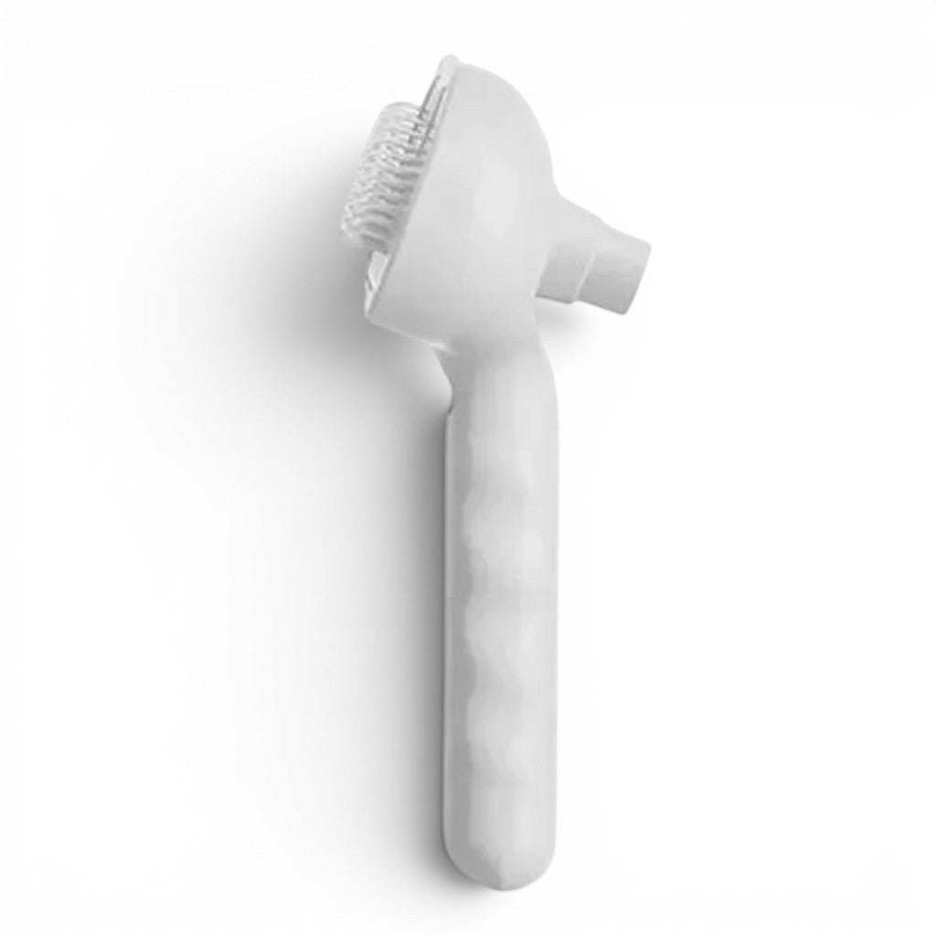 Schéma technique de la brosse vapeur Esprit Chat blanche en plastique avec dimensions et vue de profil