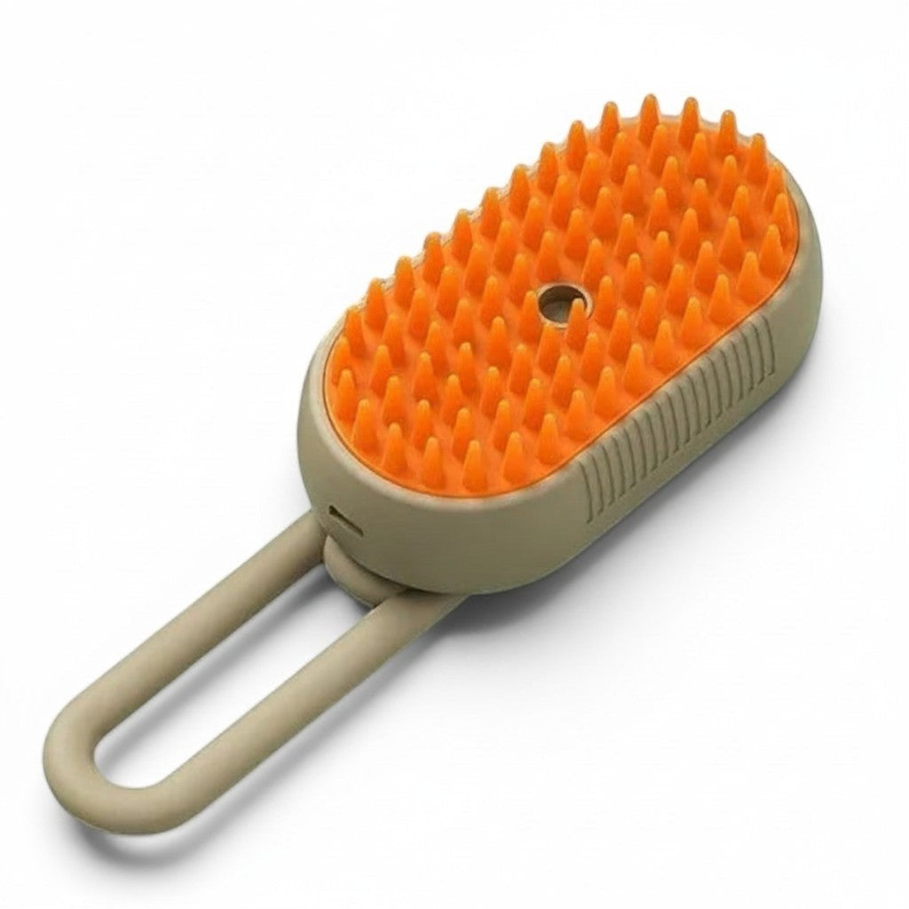 Brosse Esprit Chat électrique à vapeur pour le toilettage des poils de chat avec picots en silicone orange