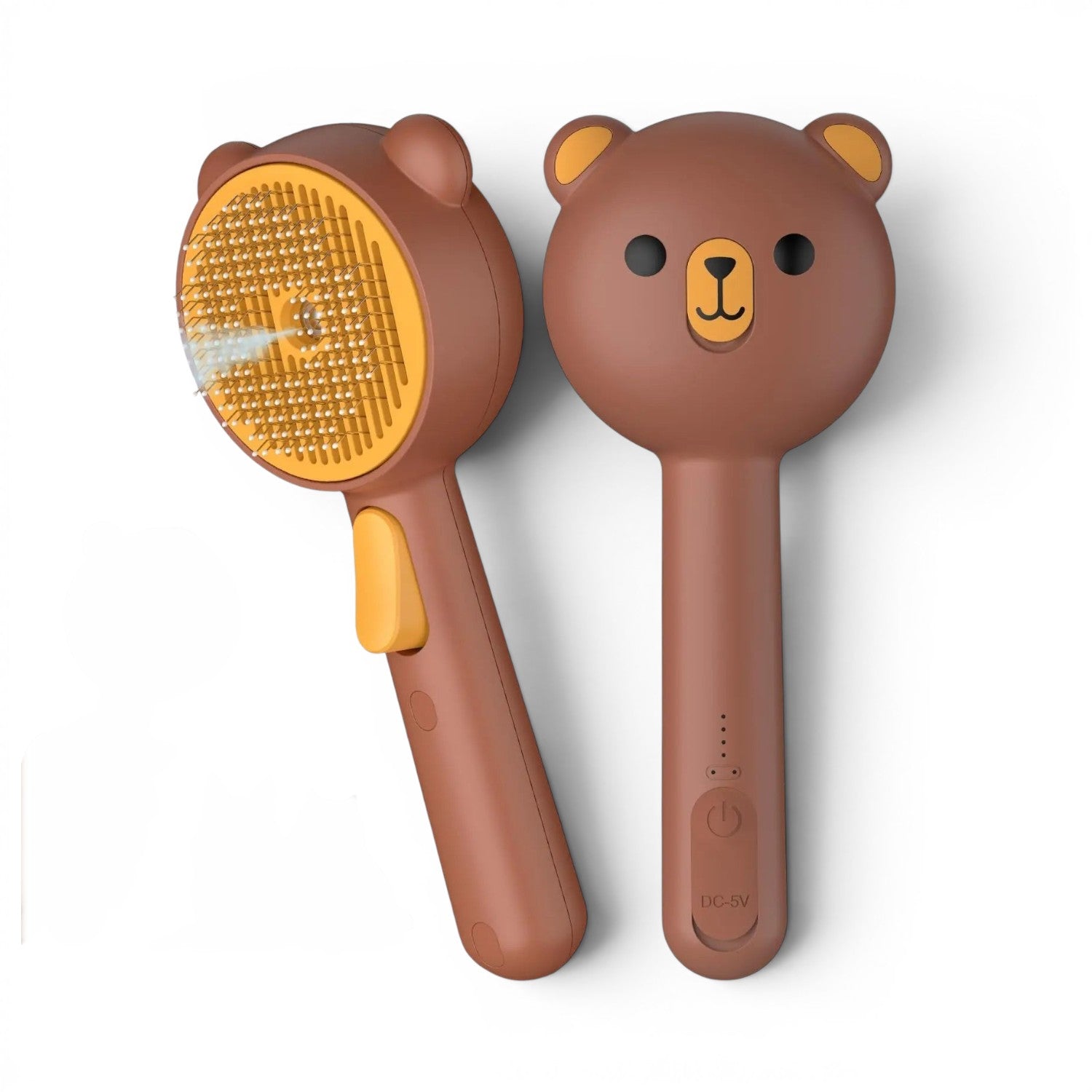 Brosse à vapeur Esprit Chat 3 en 1 en forme d'ours marron avec picots en acier inoxydable pour le toilettage félin