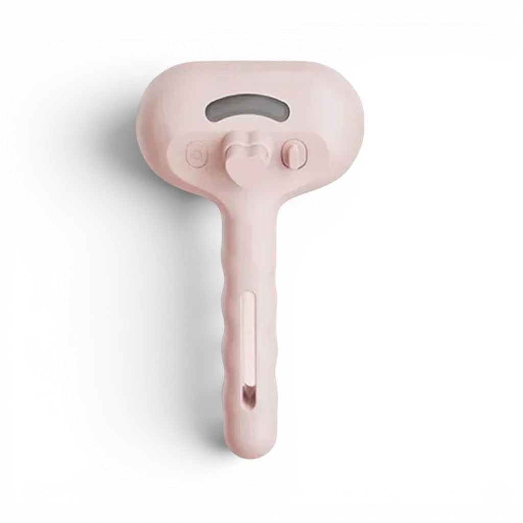 Brosse vapeur Esprit Chat rose en plastique pour le toilettage et le massage des poils de chat avec dimensions indiquées