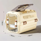 Caisse de transport Esprit Chat jaune en plastique avec toit ouvrant et porte grillagée pour chat