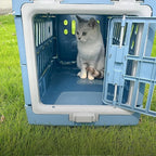 Caisse de transport Esprit Chat en plastique bleu pour chat, idéale pour les voyages en voiture