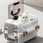 Caisse de transport Esprit Chat en plastique blanc avec porte transparente pour chat blanc