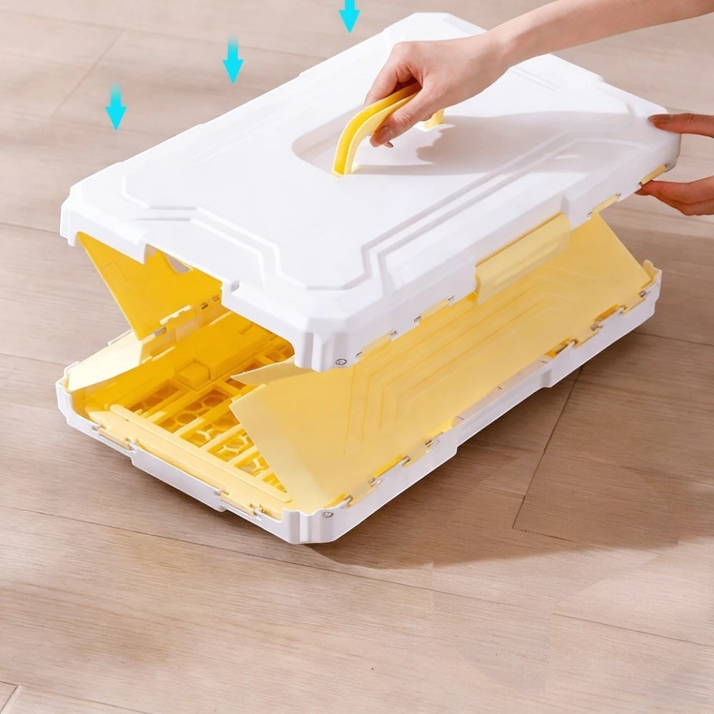 Caisse de transport Esprit Chat pliable en plastique blanc et jaune pour chat et petit chien