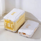 Caisse de transport pliable Esprit Chat pour chat, en plastique jaune et blanc avec porte à motif patte