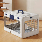 Caisse de transport Esprit Chat en plastique blanc avec parois transparentes et porte grillagée pour chat