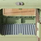 Caisse de transport Esprit Chat verte en plastique avec grille de sol amovible et porte latérale
