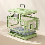 Caisse de transport Esprit Chat démontable en plastique vert avec parois transparentes ventilées pour chat