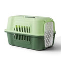 Caisse de transport Esprit Chat verte et blanche en plastique robuste pour chat avec porte grillagée aérée