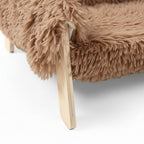 Canapé pour chat Esprit Chat en bois avec revêtement en fausse fourrure marron douce et pieds surélevés