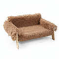 Canapé pour chat Esprit Chat en bois avec coussin en fourrure synthétique marron doux et surélevé